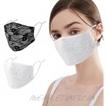 2pcs Fashion Lace Vintage Sexy Floral Shield Washable Dust Mouth Cover Reusablel，For Women parties and dances (Lace Limited Collection)