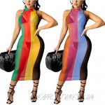 Adogirl Long Sleeve Bodycon Dresses for Women - Sexy High Neck Sheer Mesh Maxi Dress See Through Printed Tight Dress