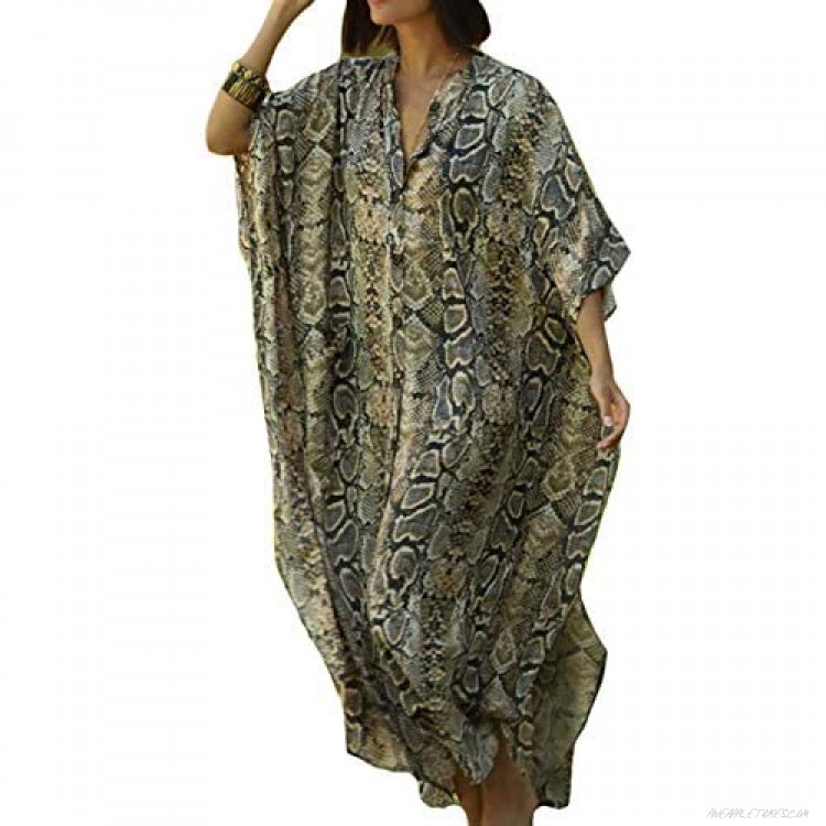 Bestyyou Women's Long Caftan Loungewear Ethnic Kaftan Maxi Dress Plus Size Swimsuit Cover Up Beachwear