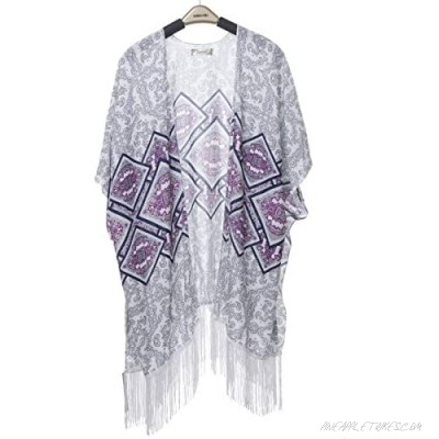 BYOS Womens Fashion Lightweight Printed Open Front Kimono Cardigan Beach Cover-up Various Patterns