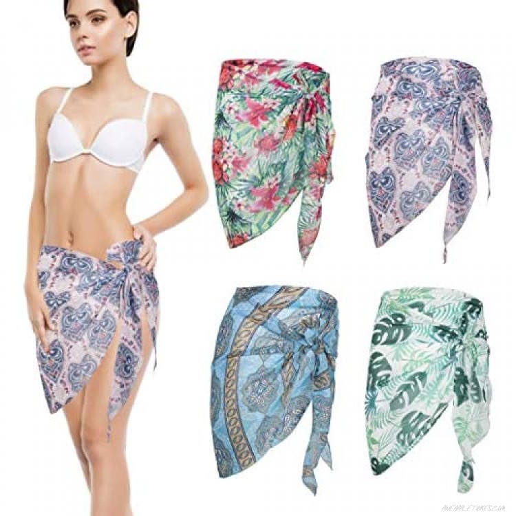 Cosweet 4 Pieces Women Beach Wrap-Chiffon Beach Skirts for Women Summer Beach Swimsuit Party