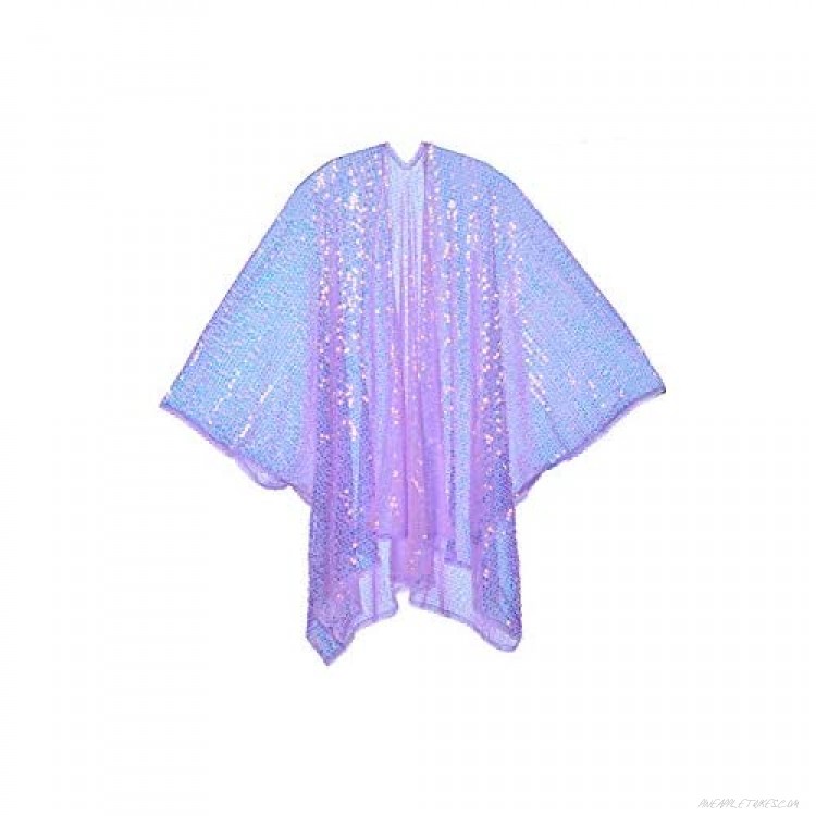 Disco Chic Color Changing Sequin Kimono Shimmering Festival Fashion Shawl for Rave Club Beach & Swimwear