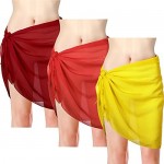 Geyoga 3 Pieces Women's Chiffon Swimsuit Cover Ups Skirt Beach Wrap Sarong Cover Up Swimwear Sarong Bikini Wrap Skirts