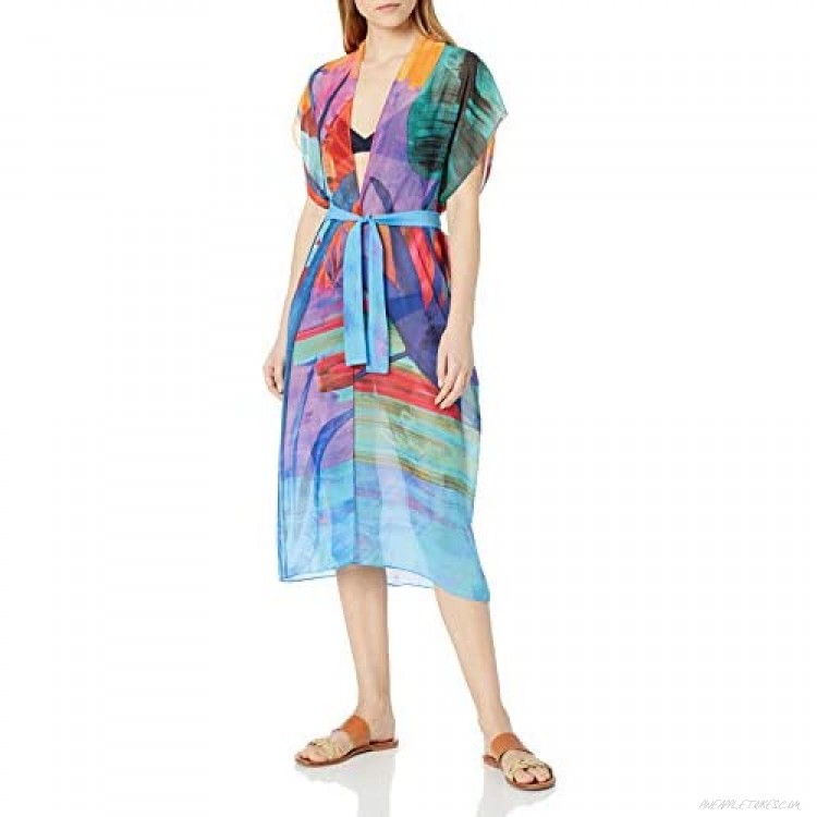 Gottex Women's Short Sleeve Belted Kimono Wrap Swimsuit Cover Up