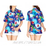 HAPPY BAY Women's Hawaiian Blouse Shirt Button Down Aloha Party Shirt 3D Printed
