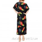 LA LEELA Women's Kaftan Nightgown Lounge Dress Sleepwear Cover Ups Drawstring