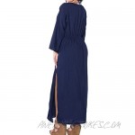 LA LEELA Women's Long Caftan Casual Dress Night Gown Beach Cover Ups Embroidery
