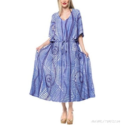 LA LEELA Women's Maxi Kaftan Boho Dress Sleep Wear Swim Cover Ups Embroidered