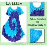 LA LEELA Women's Summer Casual Tie Dye Short Loose Swing Tee Shirt Beach Dresses