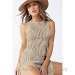 Opocos Women Sexy See Through Knit Hollow Out Anti UV Cover Up Swimwear Beach Dress Bikini Cover-up Top (Apricot)