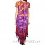 Sakkas Anita Short Sleeve Tie Dye Split Neck Dress/Cover Up