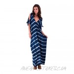 SHU-SHI Womens Casual Maxi Tie Dye Cold Shoulder Long Loose Dress Beach Cover Up