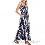 STYLEWORD Women's Summer Casual Dress Beach Cover Up Floral V Neck Split Long Cami Maxi Dresses with Pocket