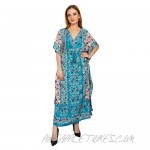 Tengru Women Kaftan Dress Beach Cover Up Printed Long Nightgown Kimono Style for Any Occasion I Free Size I Ankle Length