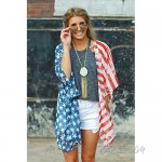ZHENYUL 4th of July Women's American Flag Beach Swimsuit Cover Up USA Kimono Loose Striped Cardigan
