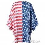 ZHENYUL 4th of July Women's American Flag Beach Swimsuit Cover Up USA Kimono Loose Striped Cardigan