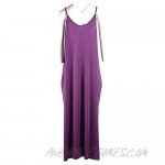 ZZEVOLSS Long Maxi Dress Plus Size Spaghetti Strap V Neck Sundresses for Women Casual Beach Cover Up Dress with Pocket