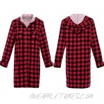 Alexander Del Rossa Women's Warm Flannel Sleep Shirt with Hood Button Down Pajama Top