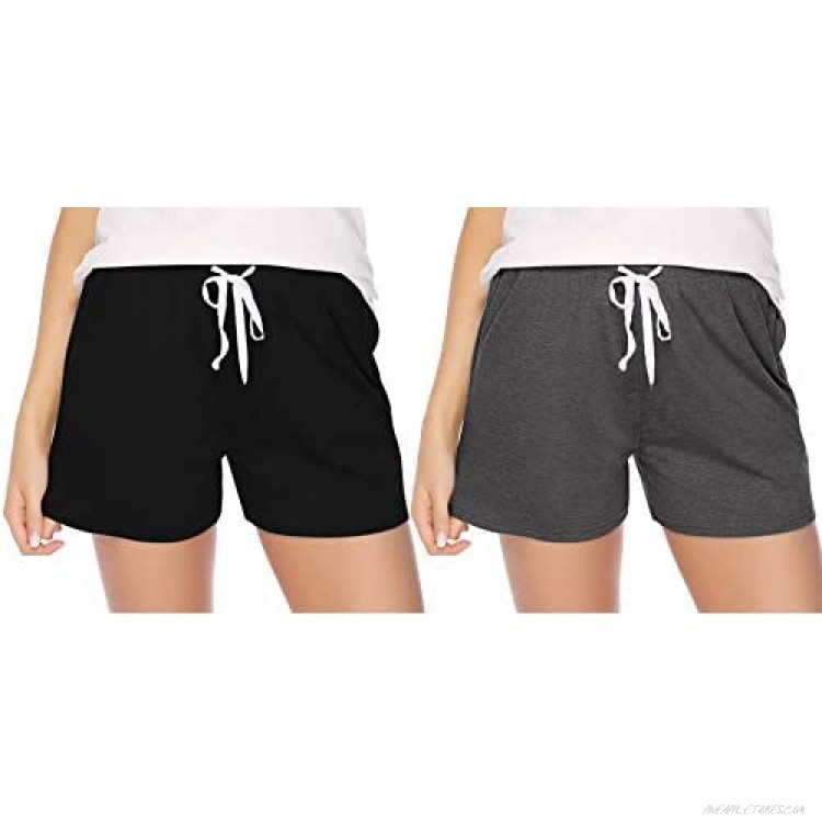 Aibrou Sleeping Shorts for Women Summer PJ Short with Pockets Cotton Pajama Shorts