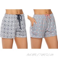 Aibrou Womens Pajama Shorts Sleep Shorts Polka Dot Pattern Lounge Boxer Shorts with Pockets