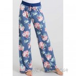 Alice & Me Women's Comfy Casual Lounge Pajama Pants Floral Print Stretch Wide Leg Pants Made in USA