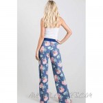 Alice & Me Women's Comfy Casual Lounge Pajama Pants Floral Print Stretch Wide Leg Pants Made in USA