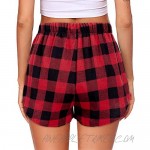 Alimens & Gentle Women's Pajama Shorts with Pockets Flannel Plaid PJ Bottoms Shorts Sleepwear Cute Sleep Pants
