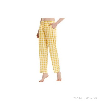 ALLAXDO Womens Pajama Pants Cotton Sleep Pants with Pockets Wide Leg Lounge Pants Comfy & Casual