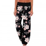 AMiERY Women's Pajama Lounge Pants Floral Striped Polka Dot Print Comfy Casual Stretch Palazzo Bottoms Pants Wide Leg