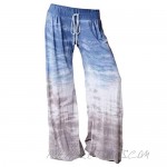 Aoysky Women's Comfy Casual Pajama Pants Tie-dye Gradient Drawstring Palazzo Lounge Wide Leg Pants