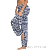 COOrun Women's Boho Pants Comfy Harem Smocked Waist Yoga Hippie Palazzo Summer Beach Wear