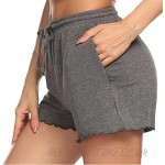 Ekouaer 2 Pack Women Pajama Shorts Comfy Lounge Bottom with Pockets Stretch Sleepwear Drawstring Pj Shorts