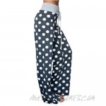 Famulily Women's Comfy Soft Stretch Wide Leg Floral/Polka Floral Print Palazzo Pajama Pants Lounge
