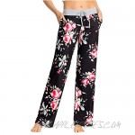 fitglam Women's Pajama Pants Bottoms Soft Floral Print Sleep Lounge Pants with Pockets Casual Drawstring Wide Leg PJs