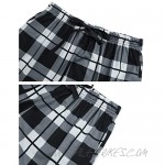 Hawiton Women Pajama Shorts Cotton Lace Sleep Shorts Ruffle Plaid Lounge Shorts Elastic Waistband with Pockets
