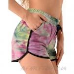 JUMPGO Women's Tie Dye Camo Shorts Workout Yoga Biker Lounge Summer Shorts Drawstring Elastic Waist with Pockets
