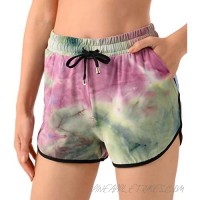 JUMPGO Women's Tie Dye Camo Shorts Workout Yoga Biker Lounge Summer Shorts Drawstring Elastic Waist with Pockets