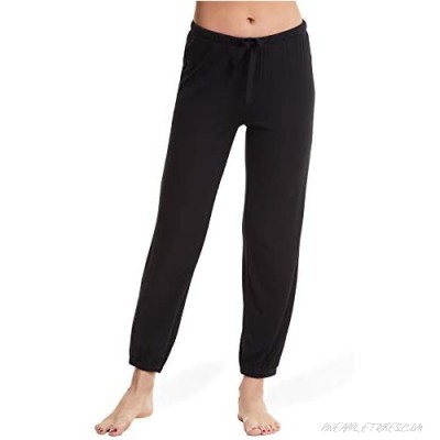 LazyCozy Women's Knit Rib Lounge Pants Soft Bamboo Jogger Pants