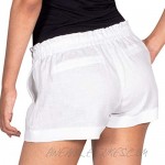 Lisa Luft Womens Linen Cute Casual Elastic Waist Drawstring Bottom Shorts