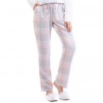 Lounge Pants for Women 100% Cotton Flannel Plaid Stretch Waist Super Soft Sleepwear Drawstring Pajama Bottom with Pockets