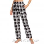 Mathea Womens Lounge Pants Comfy Petite Pajama Bottom with Pockets Stretch Plaid Drawstring Pj Bottoms Pants