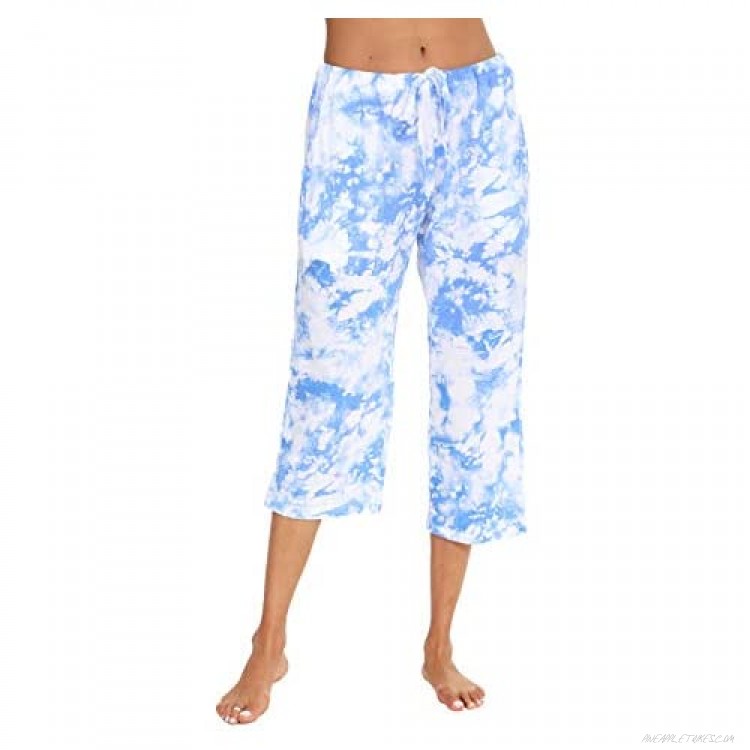 MIA LUCCE Women's Capri Pajama Pants -Cute Print Casual Lounge Sleep Pants-Cotton