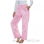 ReachMe Womens Winter Plush Fluffy Pajama Pants with Pockets Warm Fleece Lounge Pants Sleepwear Bottoms