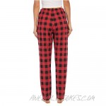 Women Casual Lounge Pants 100% Cotton Drawstring Plaid Pajama Bottoms with Pockets Pjs Pants