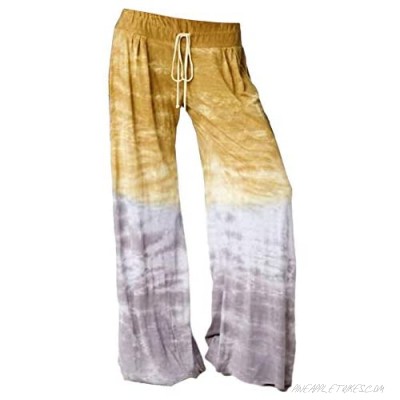 ZIWOCH Women's Comfy Casual Pants Tie-dye Gradient Palazzo Lounge Wide Leg Pants