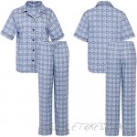 Alexander Del Rossa Women's Lightweight Button Down Pajama Set Short Sleeved Printed Cotton Pjs