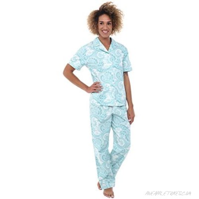Alexander Del Rossa Women's Lightweight Button Down Pajama Set Short Sleeved Printed Cotton Pjs