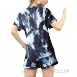 ANRABESS Women Tie Dye Two Piece Outfit Set Crewneck Short Sleeves Elastic Waist Short Sets with Pockets