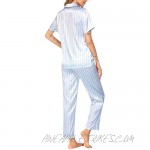 Avidlove Women Pajamas Set Silk Stain Short Sleeve Sleepwear Button Down 2 Piece PJ Set Printed Loungewear with Pants