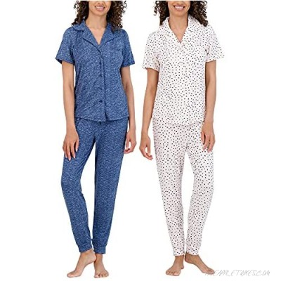Catherine Malandrino Women's Pajama Set – 4 Piece Button Down Shirt and Sleep Pants